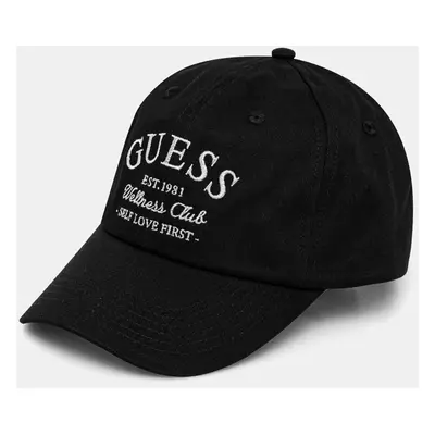 Bavlněná baseballová čepice Guess LUREX černá barva, s aplikací, V5RZ03 WFKN0