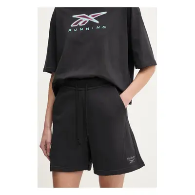 Bavlněné šortky Reebok Classic černá barva, hladké, medium waist, 100214095