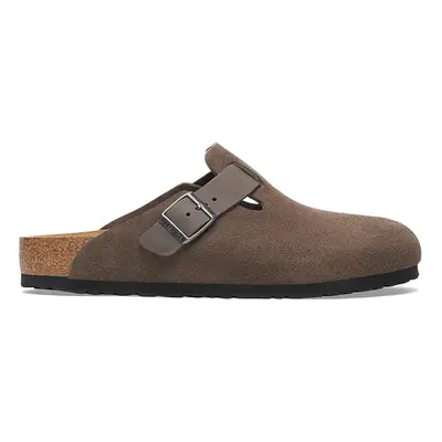 Semišové pantofle Birkenstock Boston pánské, zelená barva, 1029210