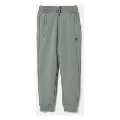 Dětské tepláky adidas Originals zelená barva, hladké, JI5824