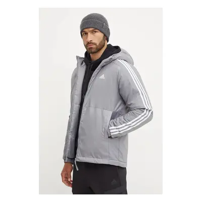 Bunda adidas Essentials pánská, šedá barva, přechodná, IX8897