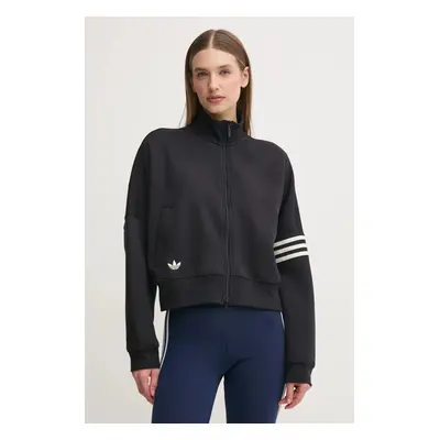 Mikina adidas Originals Neuclassics dámská, černá barva, vzorovaná, JI8495