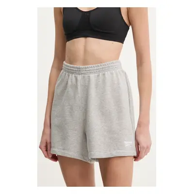 Kraťasy Reebok Classic dámské, šedá barva, melanžové, high waist, 100221536