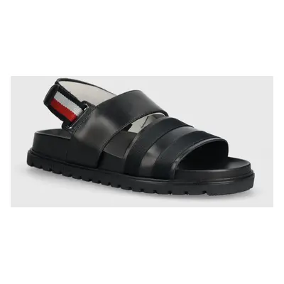 Kožené sandály Tommy Hilfiger ELEVATED STRAPPY SANDAL pánské, tmavomodrá barva, FM0FM05008