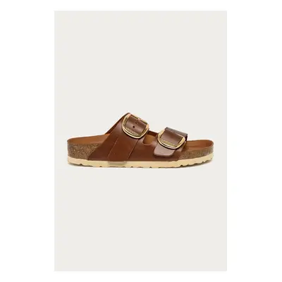 Kožené pantofle Birkenstock Arizona Big Buckle dámské, hnědá barva, 1011072