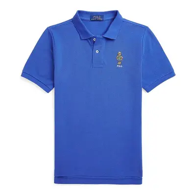 Dětská bavlněná polokošile Polo Ralph Lauren modrá barva, 323952585002