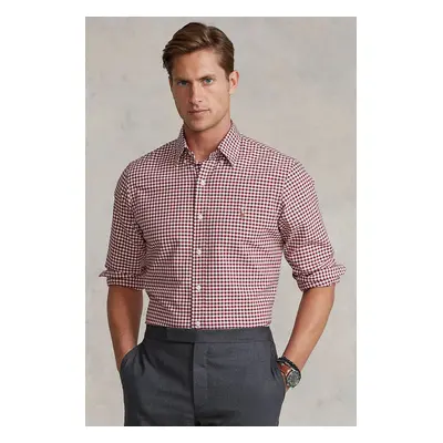 Bavlněná košile Polo Ralph Lauren červená barva, slim, s límečkem button-down, 710852741