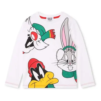 Dětské bavlněné tričko s dlouhým rukávem Marc Jacobs x Looney Tunes bílá barva, s potiskem