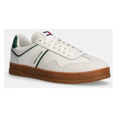 Sneakers boty Tommy Jeans THE GREENWICH LEATHER béžová barva, EM0EM01571