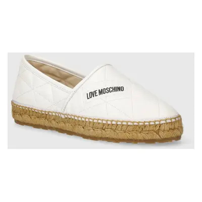 Kožené espadrilky Love Moschino bílá barva, JA10582G0IIE0100