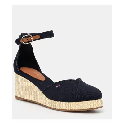 Espadrilky Tommy Hilfiger FLAG CLOSED TOE MID WEDGE ESPAD tmavomodrá barva, FW0FW08657