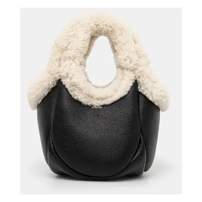 Kožená kabelka Coperni Shearling Mini Bucket Swipe Bag černá barva, COPBA69840S