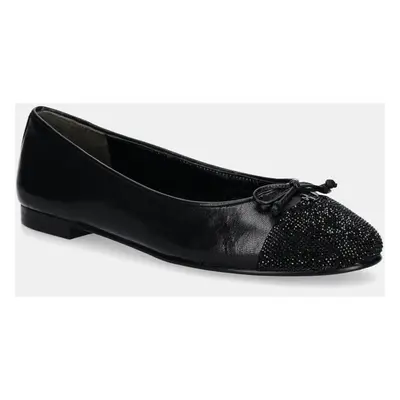 Kožené baleríny Tory Burch Cap-Toe Pave Ballet černá barva, 166214-004