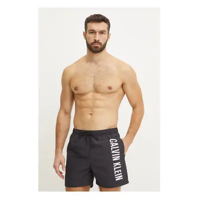 Plavkové šortky Calvin Klein černá barva, KM0KM01092