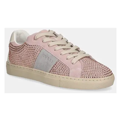 Semišové sneakers boty Guess TODA růžová barva, FLPTOD SUE12