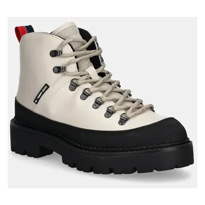 Boty Tommy Jeans TJM HIKING BOOT WL pánské, béžová barva, EM0EM01491