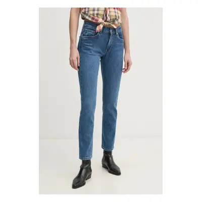 Džíny Pepe Jeans SLIM JEANS MW GRACE dámské, tmavomodrá barva, PL204589EE3