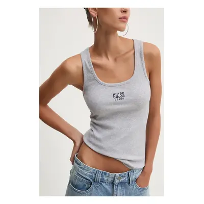 Top Guess Jeans dámský, šedá barva, W4BP43 KA0H1