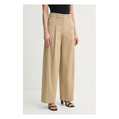 Kalhoty A.L.C. dámské, béžová barva, široké, high waist, 2PANT01134