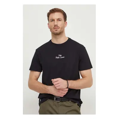 Bavlněné tričko Polo Ralph Lauren černá barva, 710936585