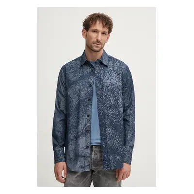 Bavlněná košile G-Star Raw modrá barva, regular, s klasickým límcem, D25518-D311