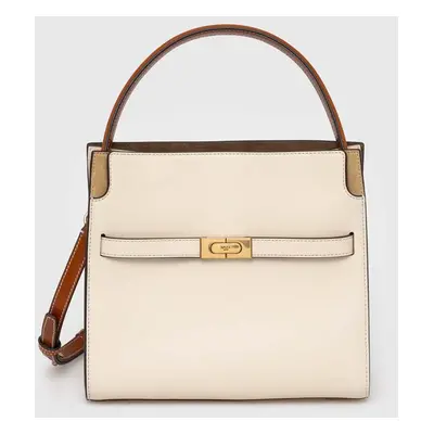 Kožená kabelka Tory Burch Lee Radziwill Small Double béžová barva, 158641.122