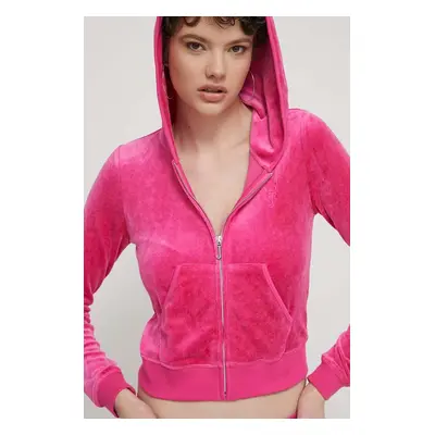 Mikina Juicy Couture dámská, růžová barva, s kapucí, s aplikací