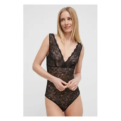 Body Guess BELLE černá barva, krajkové, O3BM10 KBGT0