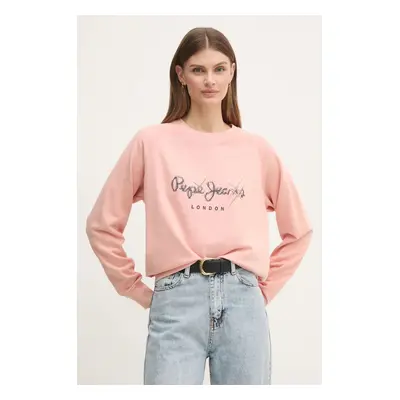 Mikina Pepe Jeans LUPITA dámská, růžová barva, s potiskem, PL581467