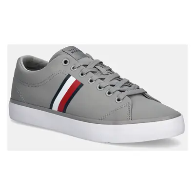 Tenisky Tommy Hilfiger TH HI VULC LOW CORE STRIPES MESH pánské, šedá barva, FM0FM05393