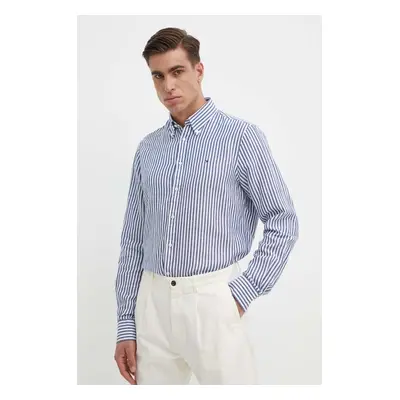 Košile Tommy Hilfiger pánská, tmavomodrá barva, slim, s límečkem button-down, MW0MW34633