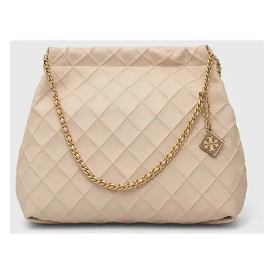 Kožená kabelka Tory Burch Fleming Soft Drawstring béžová barva, 154572.122