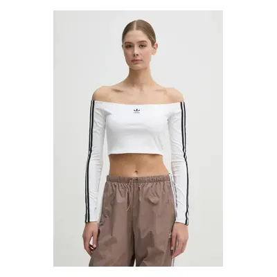 Tričko s dlouhým rukávem adidas Originals Off Shoulder bílá barva, španělský výstřih, JD0275