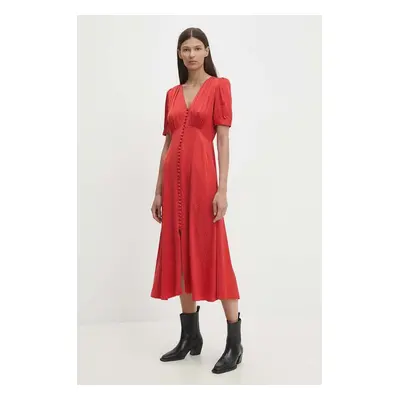 Šaty The Kooples červená barva, midi, FROB29043K