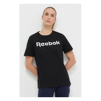 Bavlněné tričko Reebok černá barva, 100073083