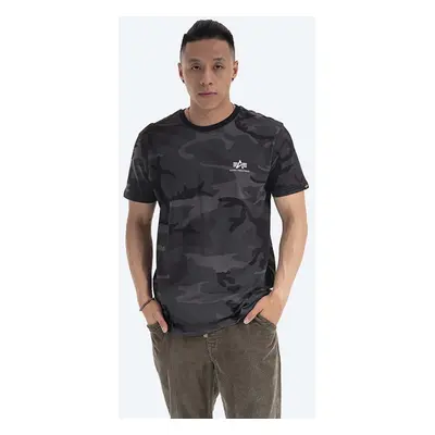 Bavlněné tričko Alpha Industries Basic T Small Logo Camo černá barva, 188505C.125