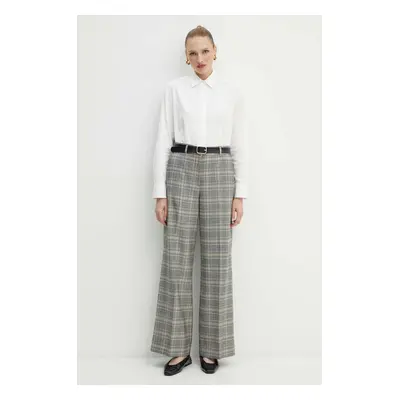 Vlněné kalhoty Weekend Max Mara černá barva, jednoduché, high waist, 2425136042600