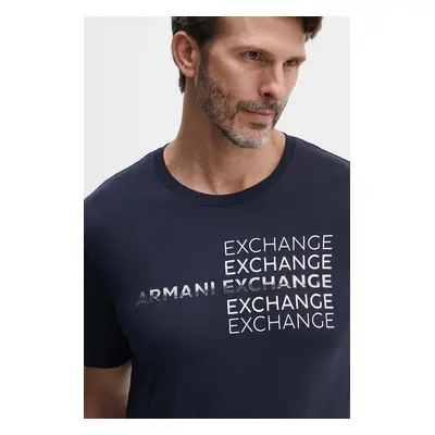 Bavlněné tričko Armani Exchange tmavomodrá barva, s potiskem, 3DZTAC ZJ9TZ