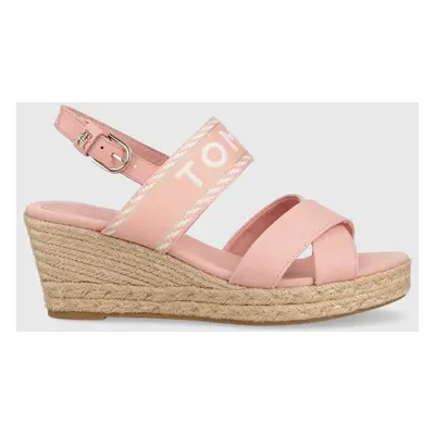 Sandály Tommy Hilfiger SEASONAL WEBBING MID WEDGE dámské, růžová barva, na klínku, FW0FW07091