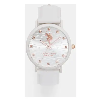 Hodinky U.S. Polo Assn. LUCYCRYSTAL bílá barva, USP8264RG