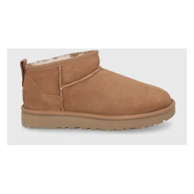 Semišové sněhule UGG Classic Ultra Mini hnědá barva, 1116109-CHE