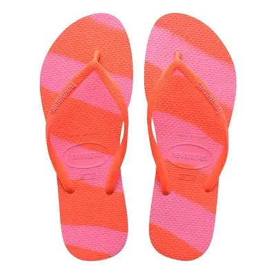 Žabky Havaianas SLIM COLOR FUN dámské, oranžová barva, na plochém podpatku, 4149323.5572