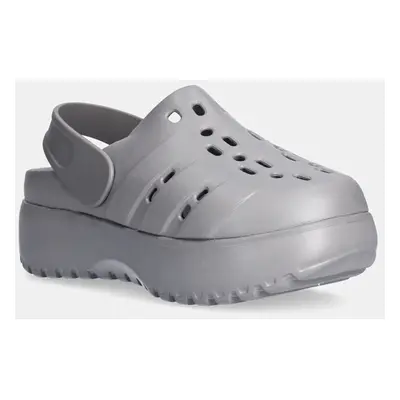 Pantofle adidas Adilette Clog Platform dámské, šedá barva, na platformě, JQ9879