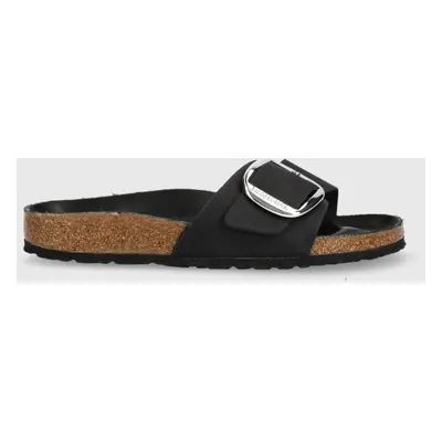 Nubukové pantofle Birkenstock Madrid Big Buckle černá barva, 1006523