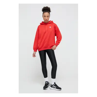 Mikina adidas Originals dámská, červená barva, s kapucí, s potiskem, IP0585