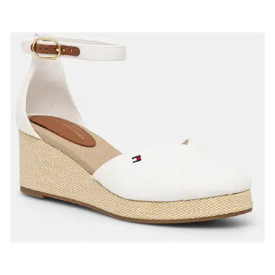 Espadrilky Tommy Hilfiger FLAG CLOSED TOE MID WEDGE ESPAD bílá barva, FW0FW08657