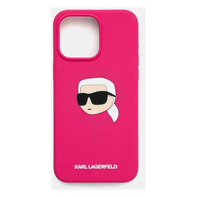 Obal na telefon Karl Lagerfeld iPhone 15 Pro Max 6.7 růžová barva, KLHMP15XSKHPPLF