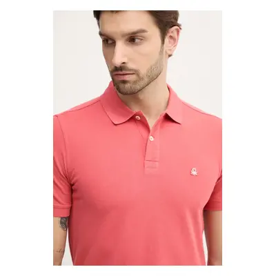 Bavlněné polo tričko United Colors of Benetton růžová barva, 3089J3179