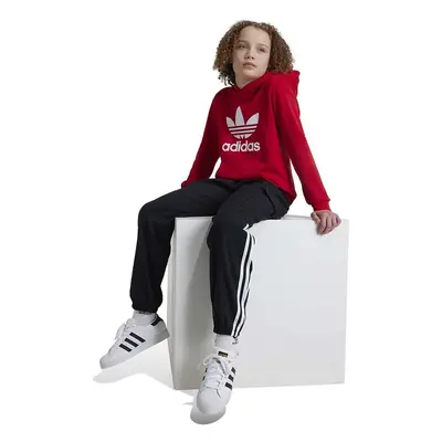 Dětská mikina adidas Originals TREFOIL HOODIE červená barva, s kapucí, s potiskem, IY7443