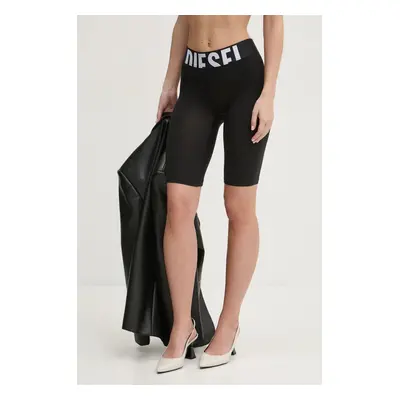 Kraťasy Diesel IVA-D-POP SHORTS dámské, černá barva, hladké, high waist, A17660.0HMAU